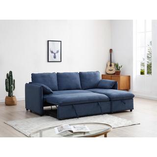 Vente-unique Ecksofa mit Schlaffunktion - Ecke wechselbar - Stoff - Blau - ALPARETO  