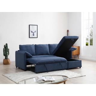 Vente-unique Ecksofa mit Schlaffunktion - Ecke wechselbar - Stoff - Blau - ALPARETO  