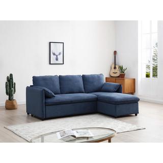 Vente-unique Ecksofa mit Schlaffunktion - Ecke wechselbar - Stoff - Blau - ALPARETO  