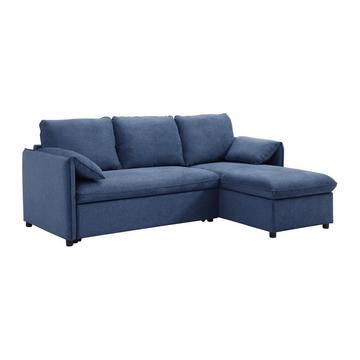 Ecksofa mit Schlaffunktion - Ecke wechselbar - Stoff - Blau - ALPARETO