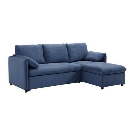 Vente-unique Ecksofa mit Schlaffunktion - Ecke wechselbar - Stoff - Blau - ALPARETO  