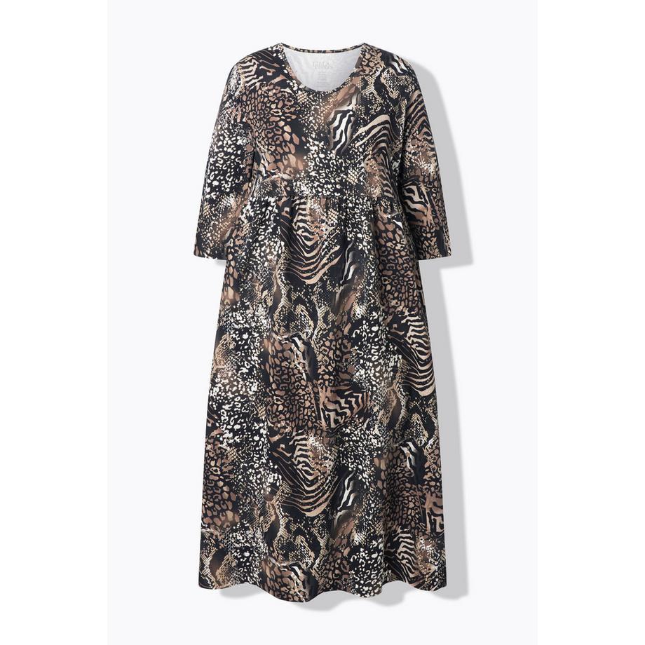 Ulla Popken Abito Lungo Jersey Linea ad A Girocollo Maniche 3/4 con Tasche  