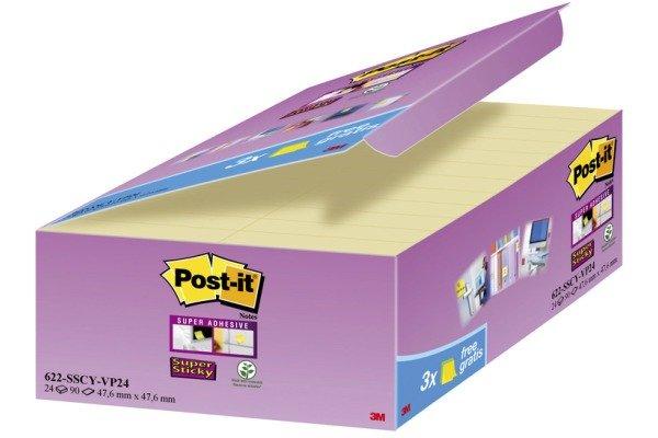 Post-It POST-IT Haftnotizen Z-Notes 48x48mm 622-SY24 Super Sticky Promo 24x90 Blatt  