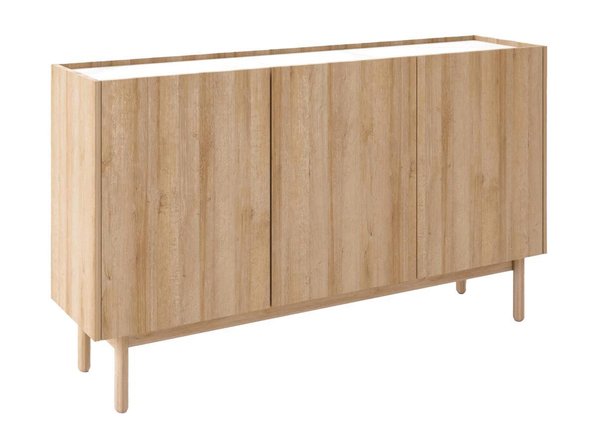 Vente-unique Sideboard mit 3 Türen - Helle Holzfarben & Marmor-Optik Weiß - SITOLI  