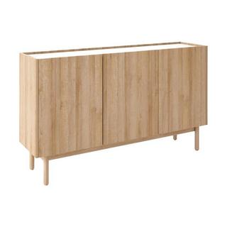 Vente-unique Credenza con 3 ante Naturale chiaro ed effetto Marmo Bianco - SITOLI  