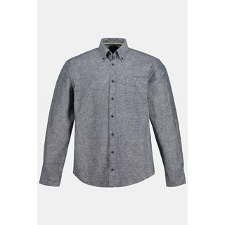 JP1880  Chemise en lin mélangé. Manches longues et col à pointes boutonnées - coupe Modern Fit 