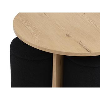 Vente-unique Table basse en MDF + 4 poufs en tissu bouclette - Naturel et noir - AKSAY  