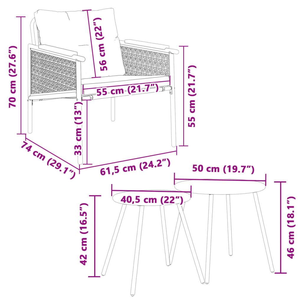 VidaXL set mobili da balcone Acciaio  