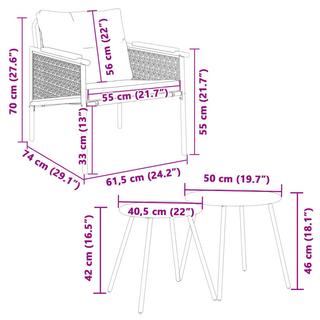 VidaXL set mobili da balcone Acciaio  