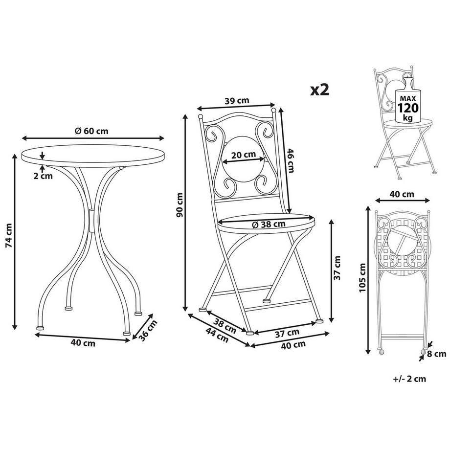 Beliani Bistro Set aus Eisen Mediterran CASARIO  