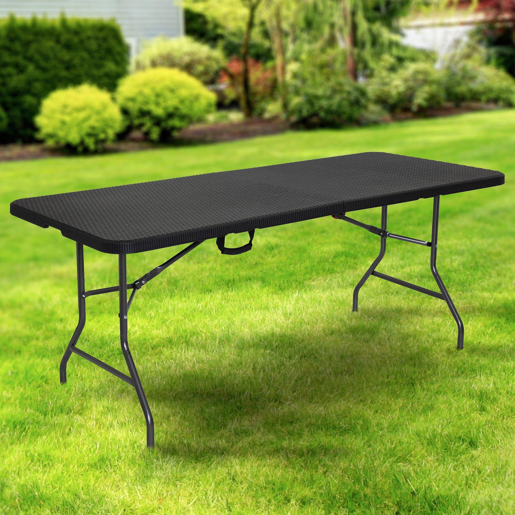 Arebos Table pliante Table buffet Aspect rotin Table de jardin Pliable  