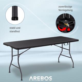 Arebos Table pliante Table buffet Aspect rotin Table de jardin Pliable  