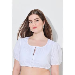 Ulla Popken Camicetta Dirndl Scollo Rotondo Mezze Maniche Ample in Tulle Orlo Elastico  