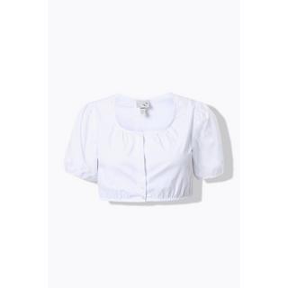 Ulla Popken Camicetta Dirndl Scollo Rotondo Mezze Maniche Ample in Tulle Orlo Elastico  