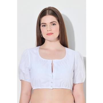 Camicetta in tradizionale stile Dirndl con scollo rotondo, ampie mezze maniche in tulle e orlo elastico