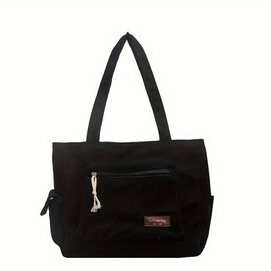Einfache Cord Umhängetasche, Multi Taschen Tote Bag, Mode Handtasche für Schule Arbeit Einkaufen