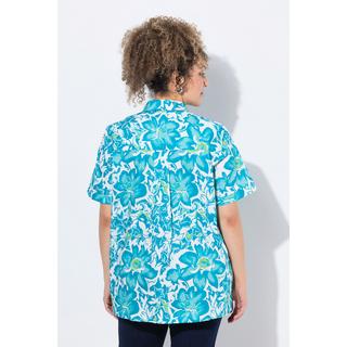 Ulla Popken Bluse Blüten Hemdkragen Halbarm  