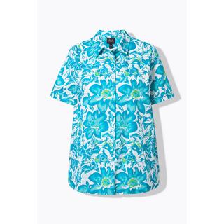 Ulla Popken Bluse Blüten Hemdkragen Halbarm  