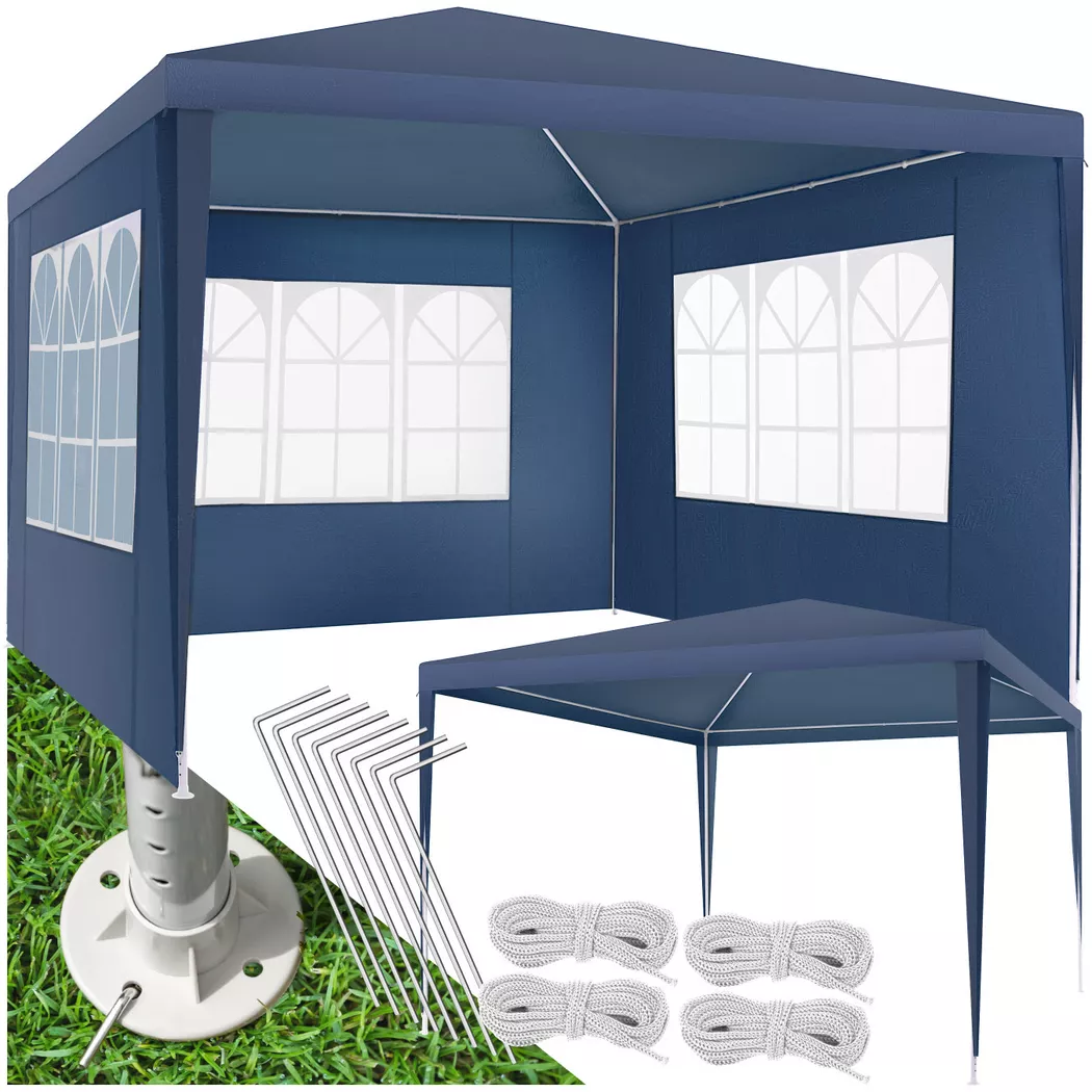 Tectake - Pavillon BARINAS 3 x 3 m avec système d'emboîtement, 300X300CM, Bleu