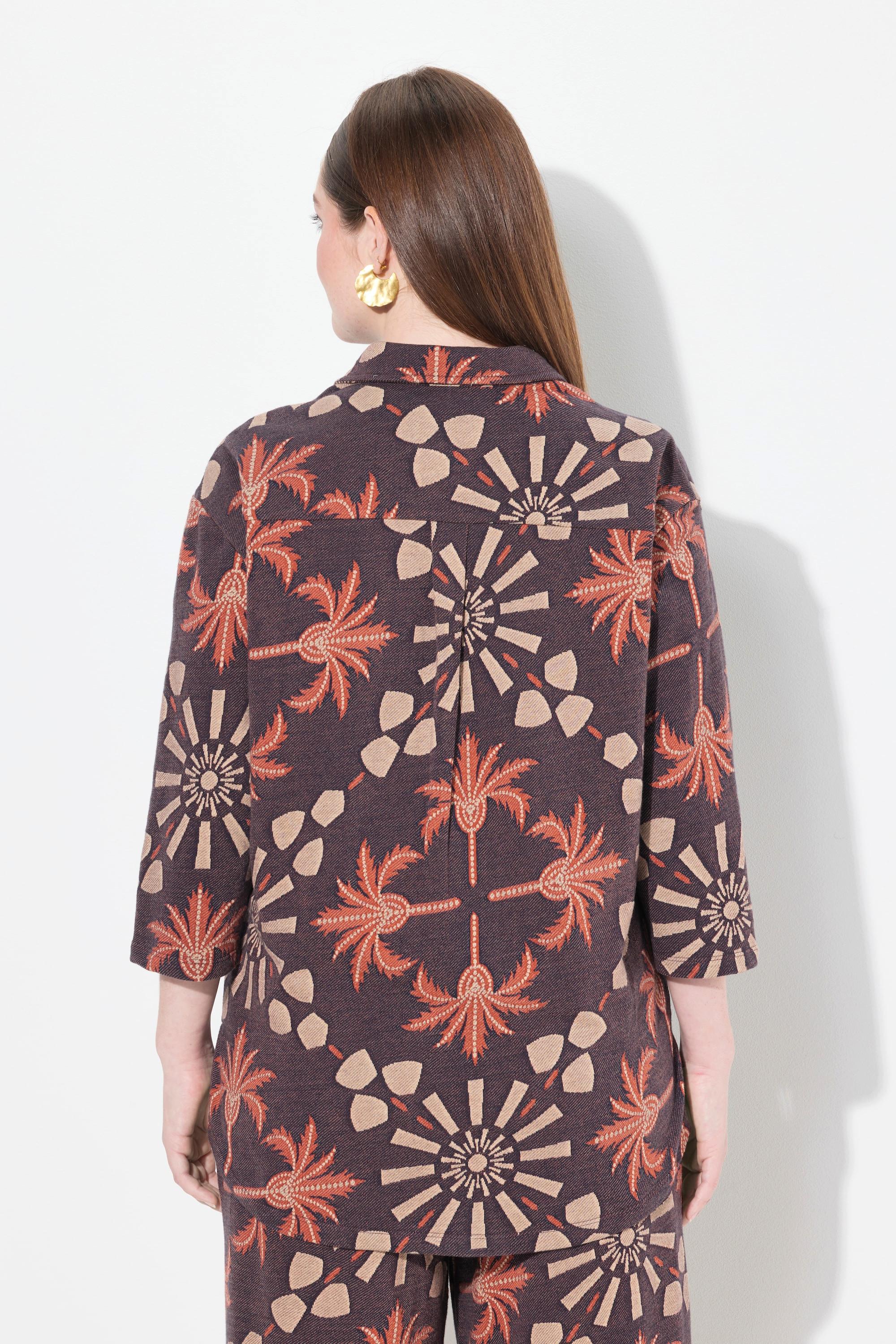 Ulla Popken Giacca di felpa Collo camicia Maniche 3/4 svasate  