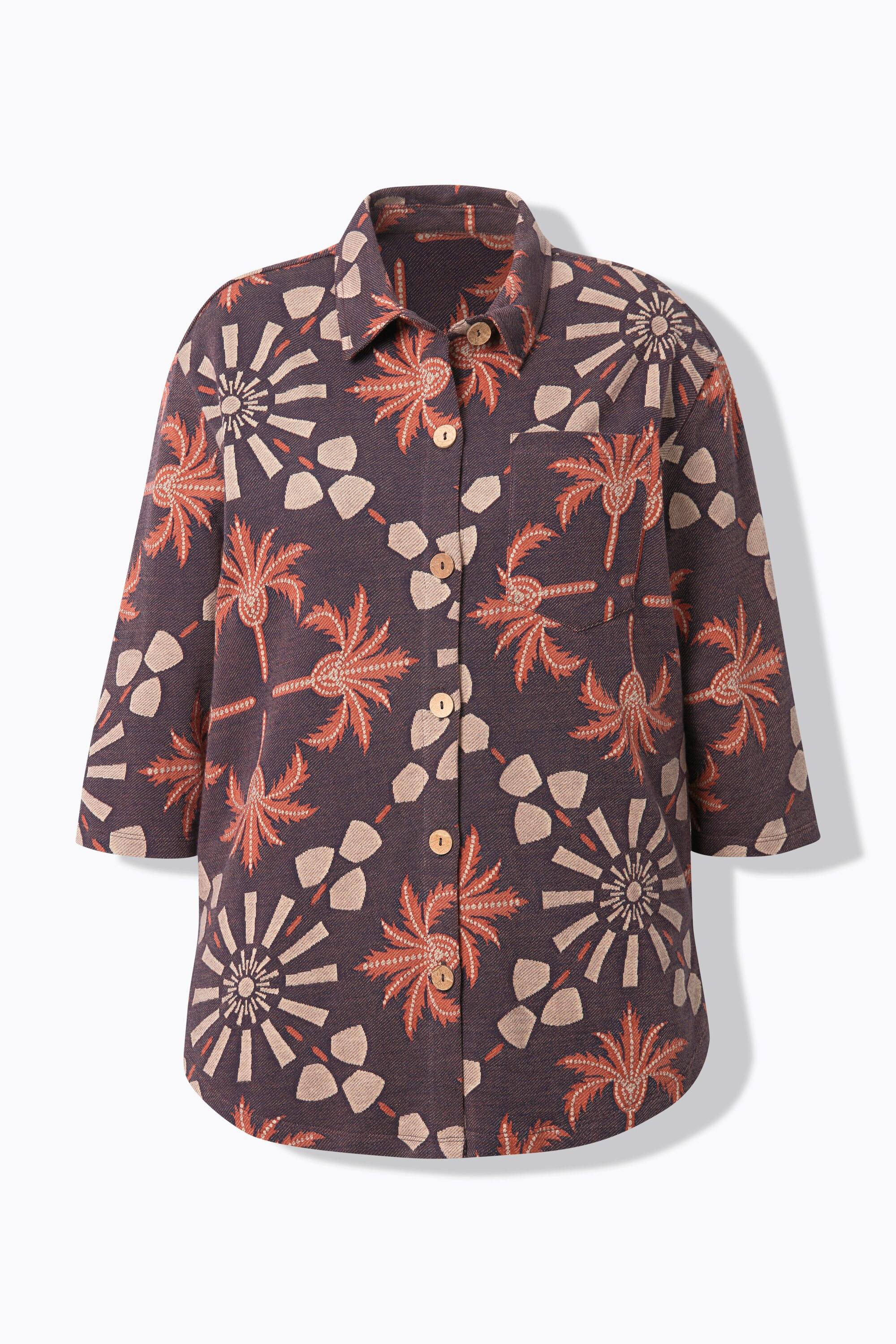 Ulla Popken Giacca di felpa Collo camicia Maniche 3/4 svasate  