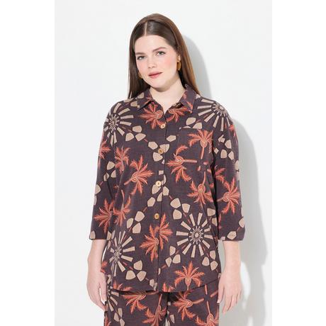 Ulla Popken Giacca di felpa Collo camicia Maniche 3/4 svasate  