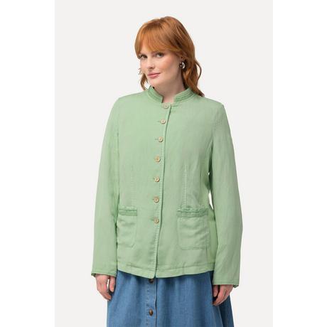 Ulla Popken Janker Misto Lino Collo Alto Righe Metalliche  