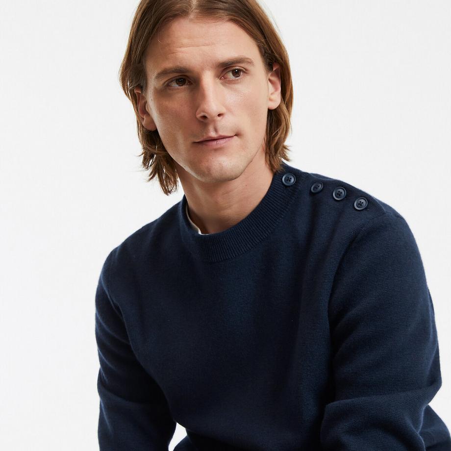 La Redoute Collections Maglione a Maglia Fine Girocollo con Bottoni sulla Spalla  