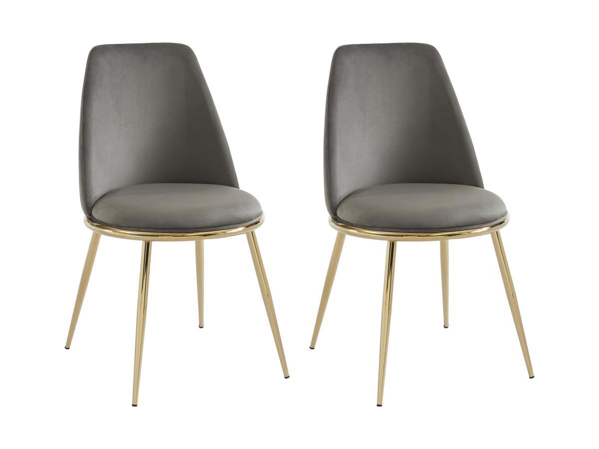 PASCAL MORABITO Lot de 2 chaises en velours et métal doré - Gris - NEBINA de Pascal MORABITO  