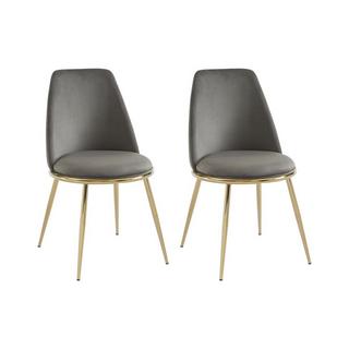 PASCAL MORABITO Lot de 2 chaises en velours et métal doré - Gris - NEBINA de Pascal MORABITO  