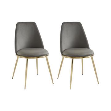 Lot de 2 chaises en velours et métal doré - Gris - NEBINA de Pascal MORABITO