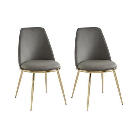 PASCAL MORABITO Lot de 2 chaises en velours et métal doré - Gris - NEBINA de Pascal MORABITO  