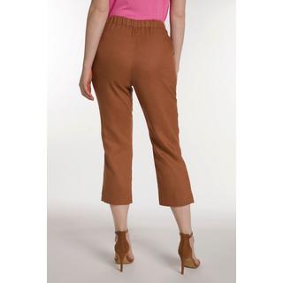 Ulla Popken  Pantaloni a 3/4 di lino con cintura comfort, taglio della gamba dritto e spacchetti 