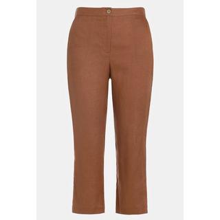 Ulla Popken  Pantaloni a 3/4 di lino con cintura comfort, taglio della gamba dritto e spacchetti 