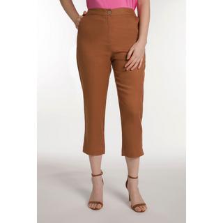 Ulla Popken  Pantaloni a 3/4 di lino con cintura comfort, taglio della gamba dritto e spacchetti 