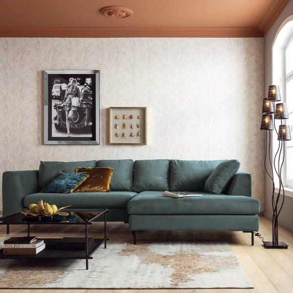 KARE Design Ecksofa Black Gianna Velvet Grün links  