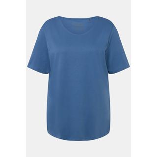 Ulla Popken  T-shirt doublé sur le devant, col rond et manches courtes - coupe Slim Fit 