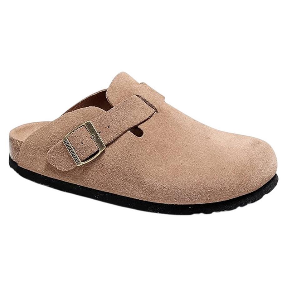 Pantoffeln , Wildleder, Flach