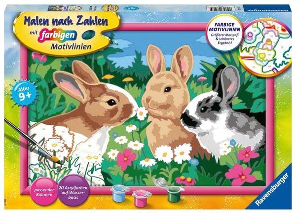 Ravensburger  Ravensburger Malen nach Zahlen 28517 - Putzige Häschen – Kinder ab 9 Jahren 