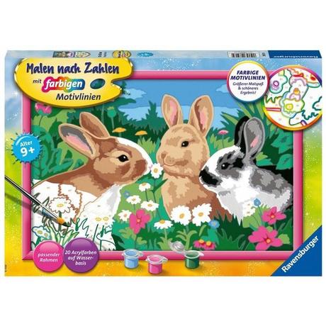 Ravensburger  Ravensburger Malen nach Zahlen 28517 - Putzige Häschen – Kinder ab 9 Jahren 