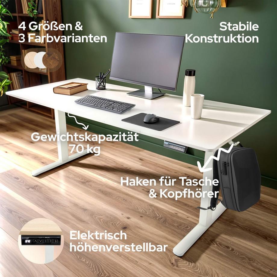 Arebos Höhenverstellbarer Schreibtisch Elektrisch mit Memory-Funktion  