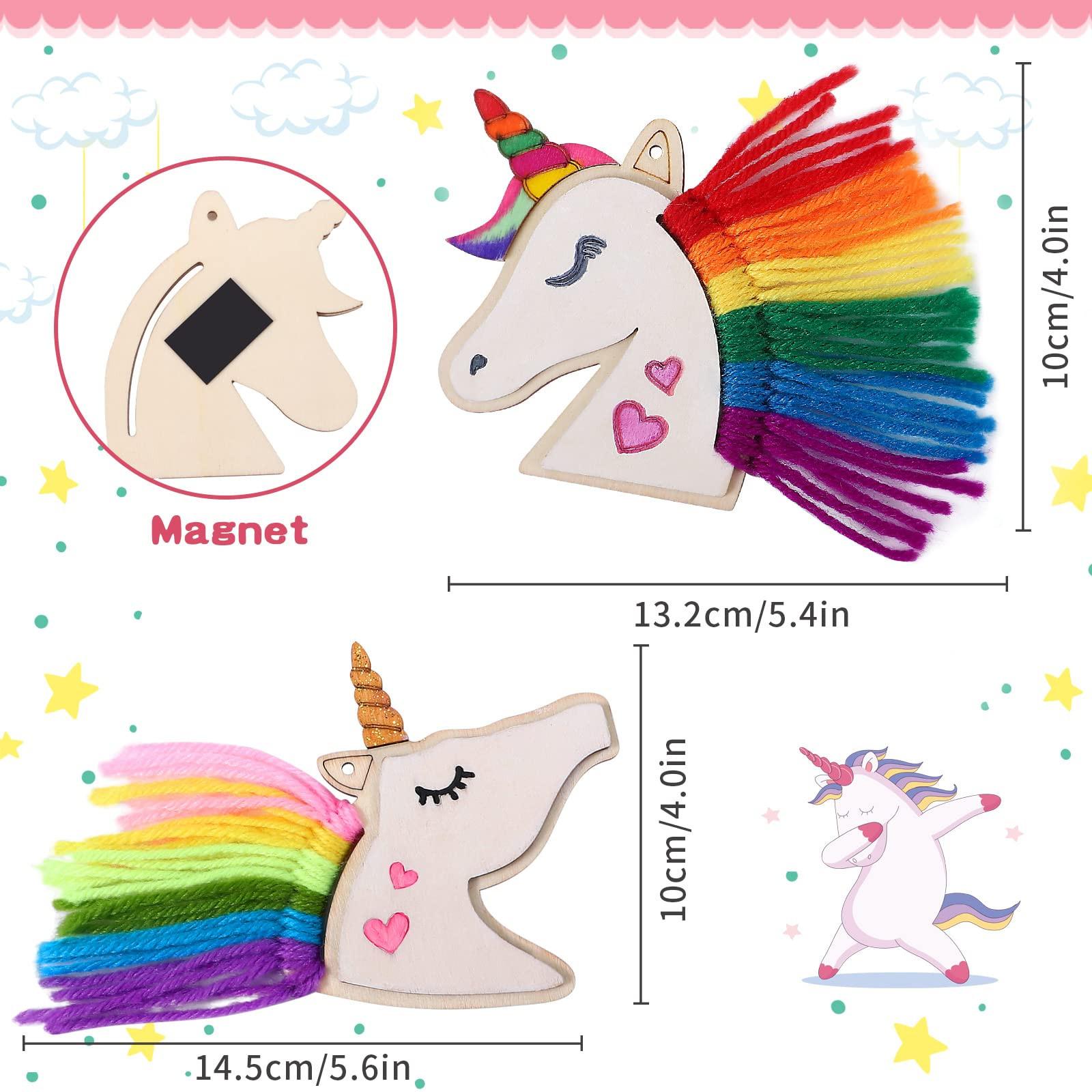 Activity-board  Einhorn Bastelset Kinder DIY hölzerne Kühlschrankmagneten kreative Malerei mit bunter Wolle 