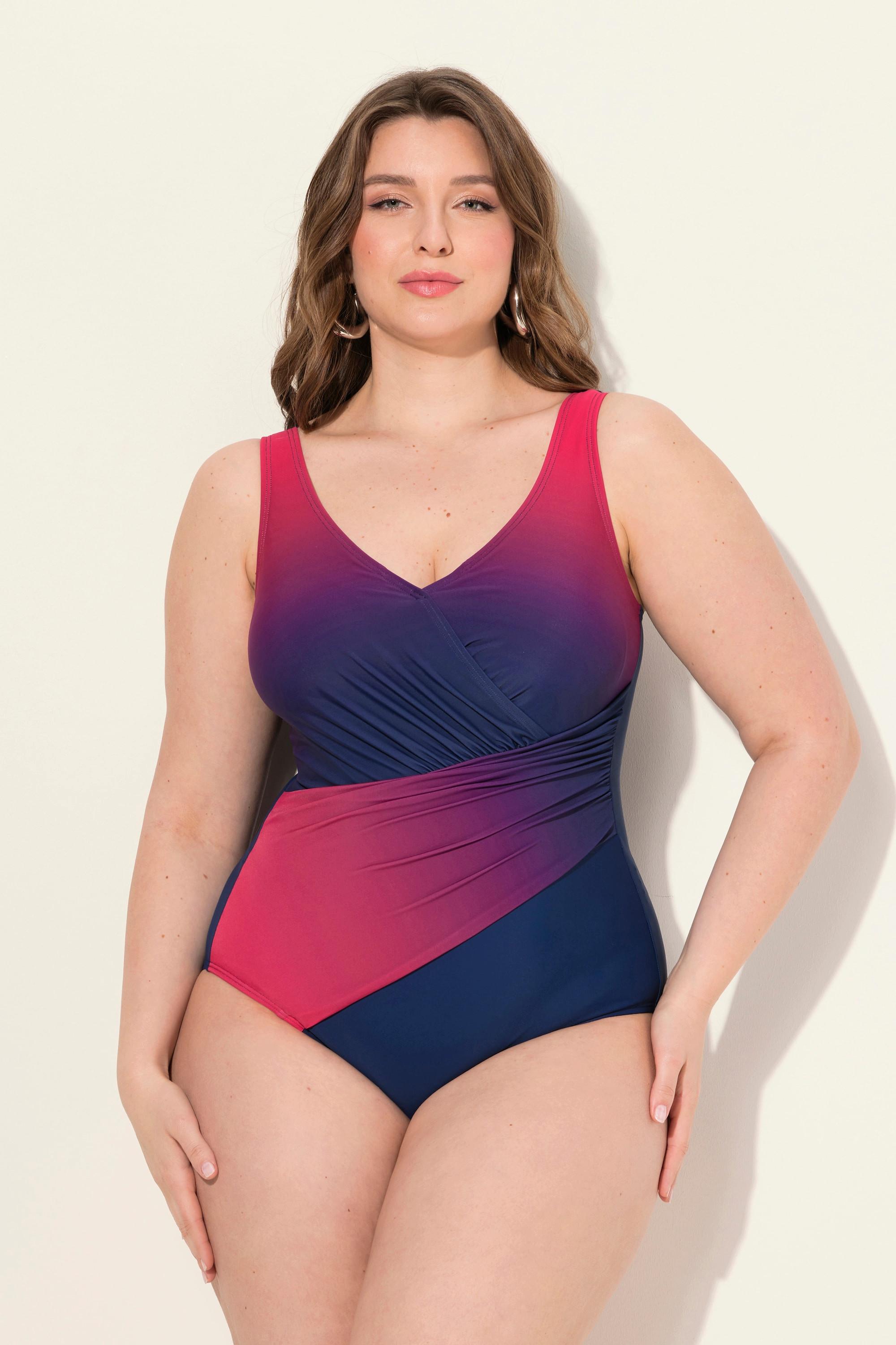 Ulla Popken  Maillot de bain à bonnets souples, dégradé de couleurs, matière recyclée 