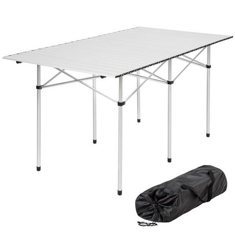 Tectake  tavolo da camping in alluminio 140x70x70cm, pieghevole 