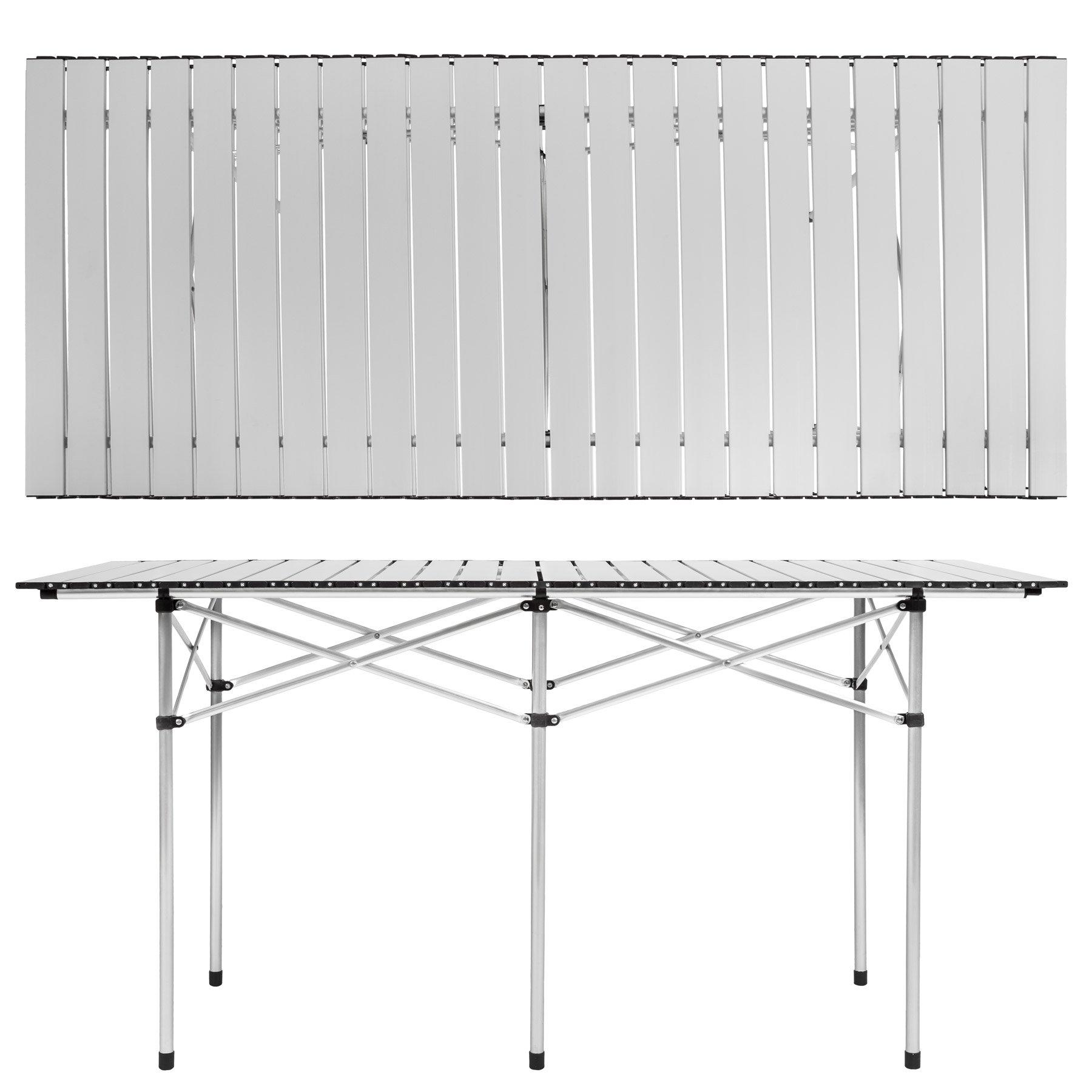 Tectake  tavolo da camping in alluminio 140x70x70cm, pieghevole 