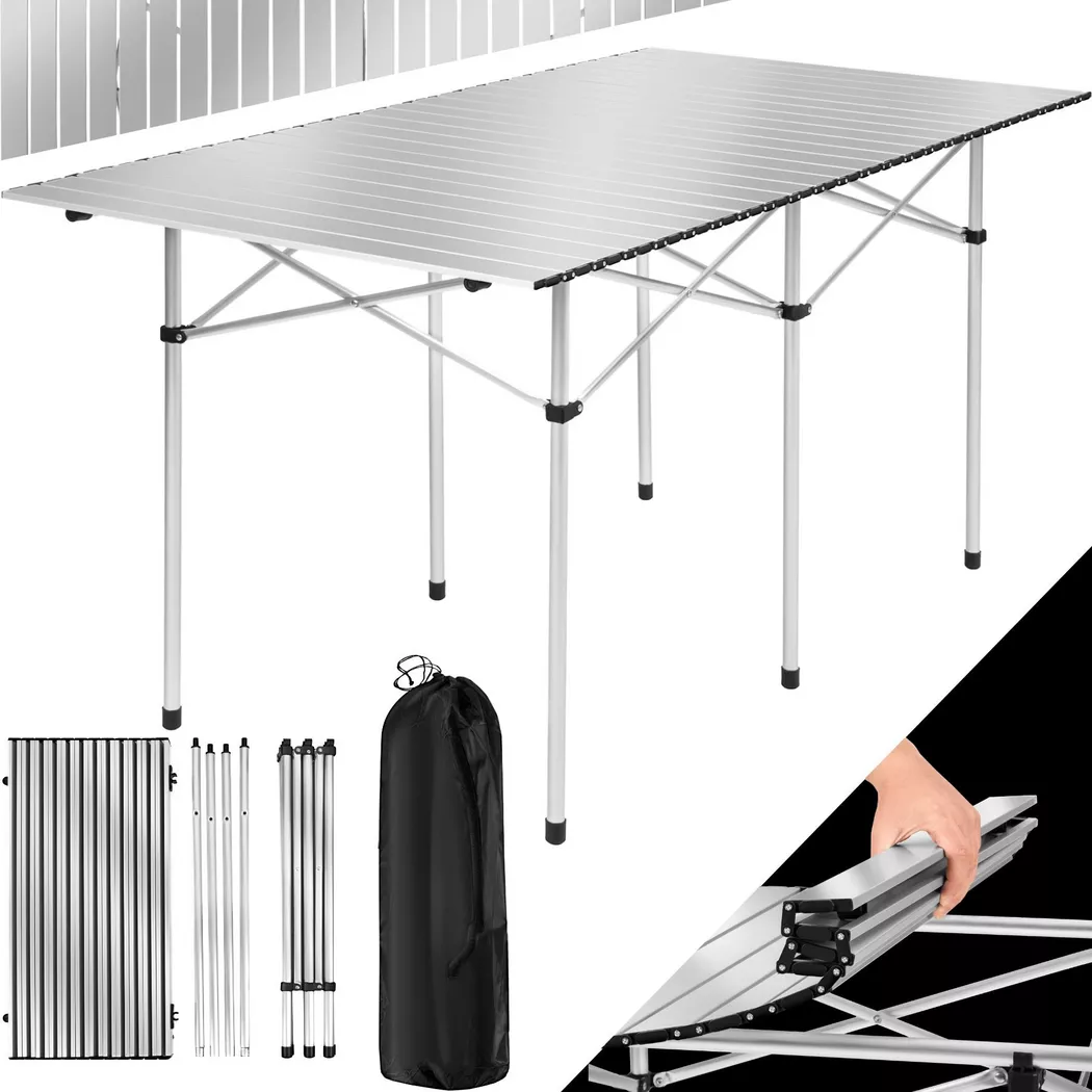 Tectake - Table pliante 140 x 70 x 70 cm - gris
