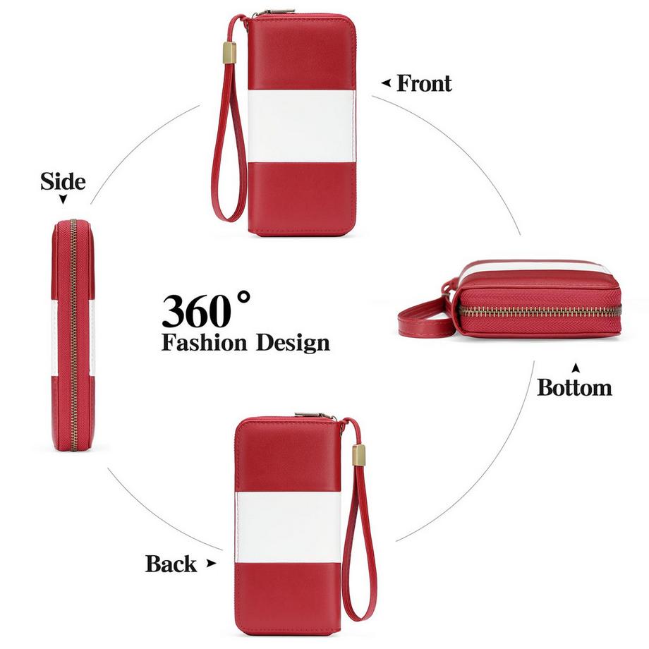 Only-bags.store Portefeuille Porte-Cartes avec Sac de Poignet pour Téléphone Portable Bloquant RFID de Grande Capacité  