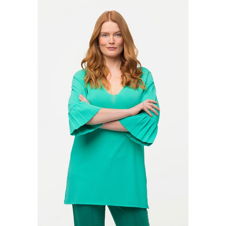 Ulla Popken Pull Col V Manches 3/4 Plissées  