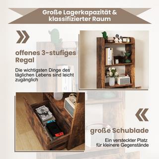 Northix Bibliothèque avec tiroir, étagère sur pied avec 2 compartiments, étagère de bureau en bois  