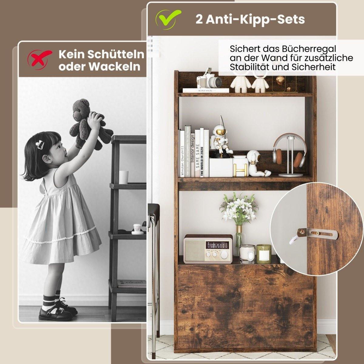 Northix Bibliothèque avec tiroir, étagère sur pied avec 2 compartiments, étagère de bureau en bois  